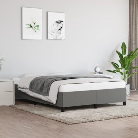 Estructura de cama de tela gris oscuro 140x190 cm