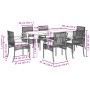 Set comedor de jardín 7 pzas con cojines ratán sintético beige