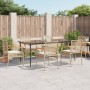 Set comedor de jardín 7 pzas con cojines ratán sintético beige