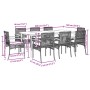 Set comedor de jardín 9 pzas con cojines ratán sintético beige