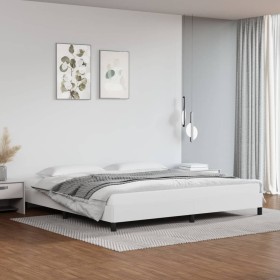 Estructura de cama de cuero sintético blanco 200x200 cm