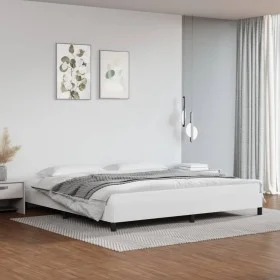 White synthetic leather bed frame 200x200 cm by vidaXL, Beds and slatted bases - Ref: Foro24-346923, Price: 113,98 €, Discoun...