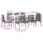 Set comedor de jardín 9 pzas con cojines ratán sintético beige