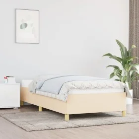 Cream fabric bed frame 90x200 cm by vidaXL, Beds and slatted bases - Ref: Foro24-347138, Price: 89,94 €, Discount: %