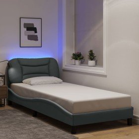 Estructura de cama con LED sin colchón tela gris claro 80x200cm Estructura de cama con LED sin colchón tela gris claro 80x200cm