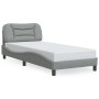 Estructura de cama con LED sin colchón tela gris claro 80x200cm