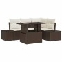Conjunto de sofá de jardín con cojín 5 pcs Marrón y crema