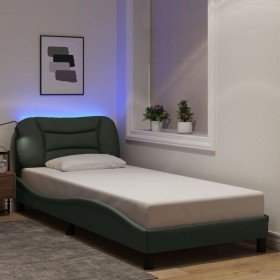Estructura cama con LED sin colchón tela gris oscuro 90x190 cm Estructura cama con LED sin colchón tela gris oscuro 90x190 cm