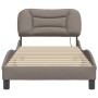 Estructura cama con LED sin colchón tela gris taupe 90x190 cm