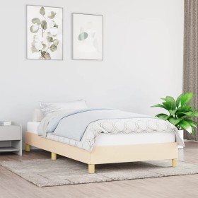 Estructura de cama de tela color crema 90x200 cm
