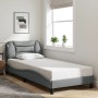 Estructura cama con LED sin colchón tela gris claro 90x200 cm