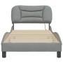 Estructura cama con LED sin colchón tela gris claro 90x200 cm