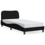Estructura cama con LED sin colchón tela negro 90x200 cm