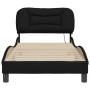 Estructura cama con LED sin colchón tela negro 90x200 cm