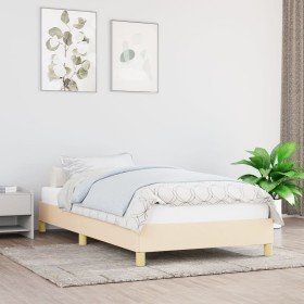 Estructura de cama de tela color crema 90x190 cm