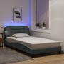 Estructura cama con LED sin colchón tela gris claro 90x200 cm