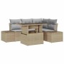 Conjunto de sofá de jardín con cojín 5 pcs beige y gris claro