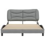 Estructura cama con LED sin colchón tela gris claro 120x200 cm