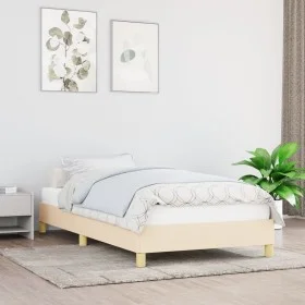 Cream fabric bed frame 100x200 cm by vidaXL, Beds and slatted bases - Ref: Foro24-346799, Price: 78,06 €, Discount: %