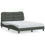 Estructura cama con LED sin colchón tela gris oscuro 120x200 cm