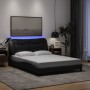 Estructura cama con LED sin colchón tela negro 120x200 cm