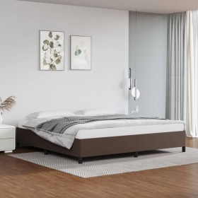 Estructura de cama de cuero sintético marrón 200x2