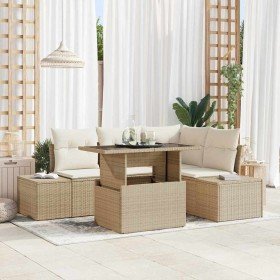 Conjunto de sofá de jardín 5 pcs beige y crema 100 x 55 x 73 cm