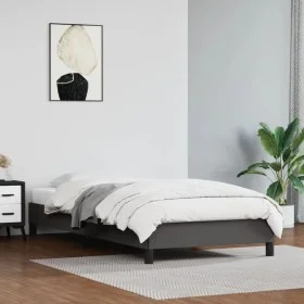 Gray synthetic leather bed frame 100x200 cm by vidaXL, Beds and slatted bases - Ref: Foro24-346890, Price: 76,45 €, Discount: %