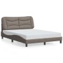 Estructura cama con LED sin colchón tela gris taupe 120x200 cm