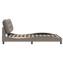 Estructura cama con LED sin colchón tela gris taupe 120x200 cm