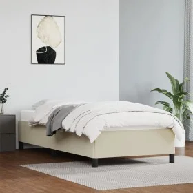 Cream synthetic leather bed frame 90x200 cm by vidaXL, Beds and slatted bases - Ref: Foro24-347229, Price: 77,39 €, Discount: %