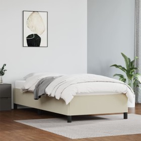 Estructura de cama de cuero sintético color crema 90x200 cm