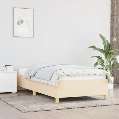 Cream fabric bed frame 100x200 cm by vidaXL, Beds and slatted bases - Ref: Foro24-347146, Price: 91,33 €, Discount: %