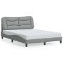Estructura cama con LED sin colchón tela gris claro 140x190 cm