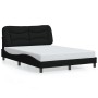 Estructura cama con LED sin colchón tela negro 140x190 cm