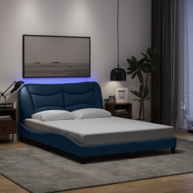 con LED sin colchón tela azul 140x190 cm