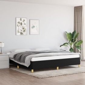 Estructura de cama tela gris claro 200x200 cm