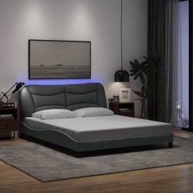 Estructura de cama con LED sin colchón gris claro 160x200 cm