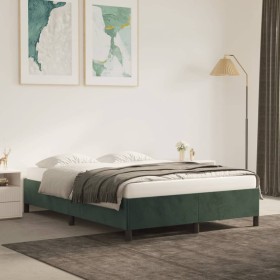 Estructura de cama de terciopelo verde 140x200 cm