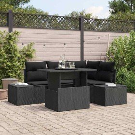 Conjunto de sofá de jardín 5 pcs Negro 100 x 55 x 73 cm