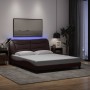 Estructura de cama con LED sin colchón marrón oscuro 160x200 cm