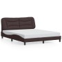 Estructura de cama con LED sin colchón marrón oscuro 160x200 cm
