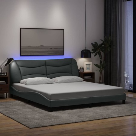 Estructura de cama con LED sin colchón gris claro 180x200 cm