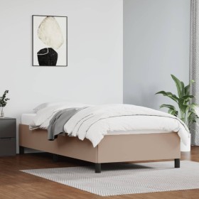 Estructura de cama cuero sintético color capuchino 90x190 cm