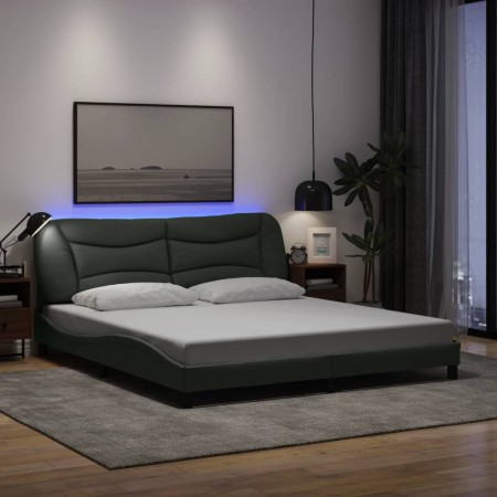 Estructura de cama con LED sin colchón gris oscuro 180x200 cm