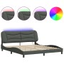 Estructura de cama con LED sin colchón gris oscuro 180x200 cm
