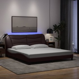 Estructura de cama con LED sin colchón marrón oscuro 180x200 cm