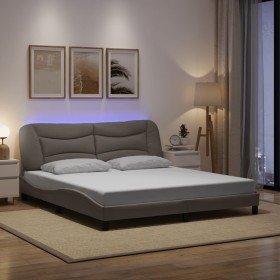 con LED sin colchón tela gris taupe 180x200 cm en Camas y somieres | Comprar online en Foro24