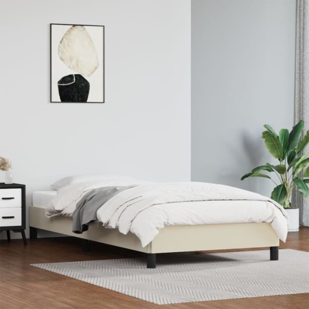 Cream synthetic leather bed frame 90x200 cm by vidaXL, Beds and slatted bases - Ref: Foro24-346882, Price: 77,21 €, Discount: %