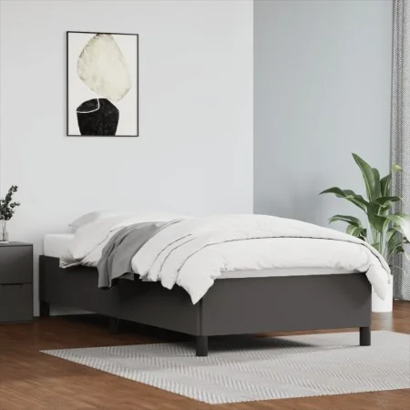 Gray synthetic leather bed frame 90x190 cm by vidaXL, Beds and slatted bases - Ref: Foro24-347225, Price: 95,11 €, Discount: %